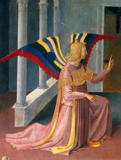 Inzet met de Annunciatie, paneel van de Armadio degli Argenti (Zilveren Kist) met het leven van Jezus door Fra (c.1387 1455) Angelico