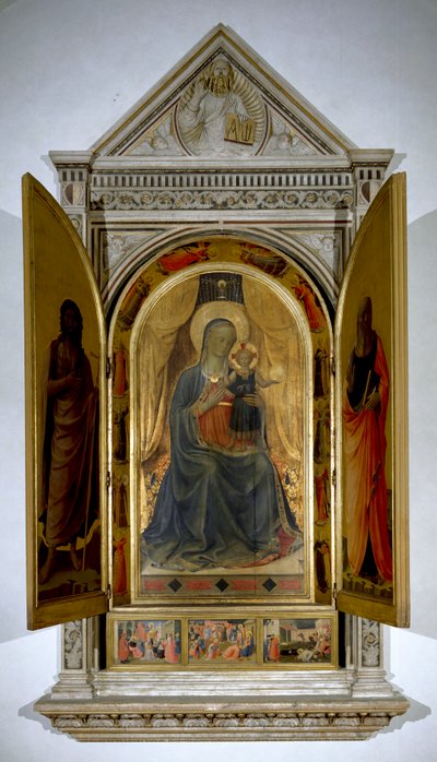 Liniers altaarstuk (open): Maagd en kind door Fra  Angelico