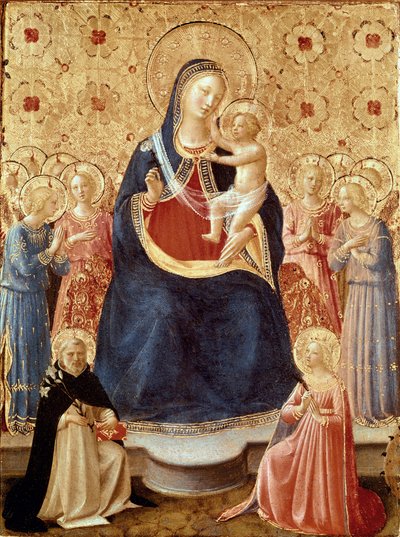 Madonna en Kind met engelen, Sint Dominicus en Sint Catharina van Alexandrië, ca. 1435 door Fra (c.1387 1455) Angelico