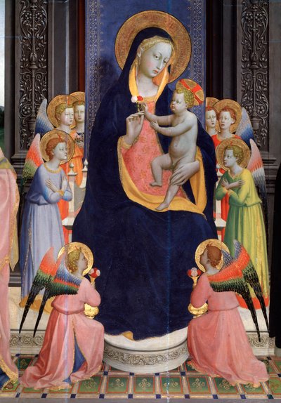 Madonna en kind met engelen (detail) door Fra  Angelico