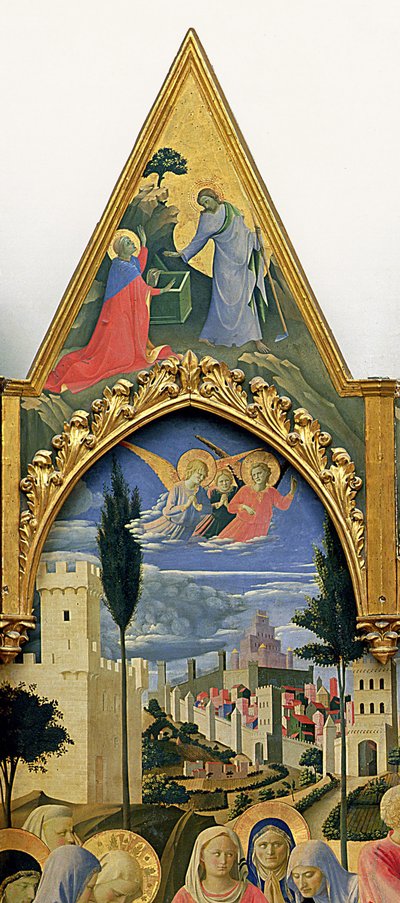 Santa Trinita Altaarstuk, lijst en pinakels door Lorenzo Monaco (Piero di Giovanni) (c.1370-1425) voltooid c.1434 (detail) door Fra  Angelico