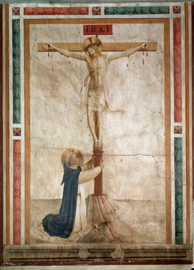 St. Dominic aan de voet van het kruis door Fra  Angelico