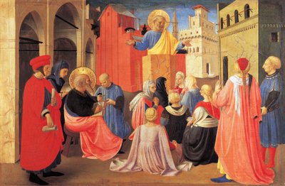 St. Petrus predikt het Evangelie aan St. Marcus (detail) door Fra (c.1387 1455) Angelico