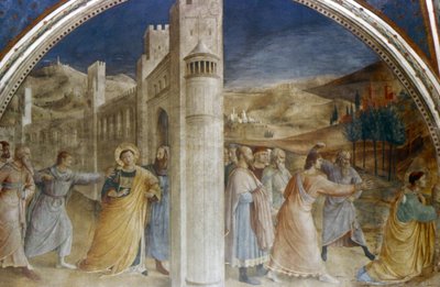 Sint Stefanus wordt naar zijn martelaarschap geleid door Fra  Angelico