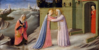 De Visitatie (altaarstuk), schilderij door Fra Angelico, ca. 1440 door Fra  Angelico