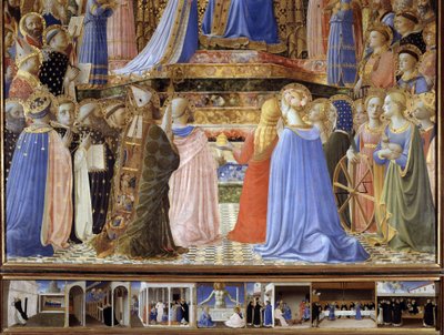 De kroning van de Maagd, detail van heiligen en engelen muzikanten door Fra  Angelico