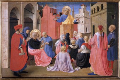 De prediking van Sint Pieter in aanwezigheid van Sint Marcus. Tabernakel van de Linaioli door Fra  Angelico