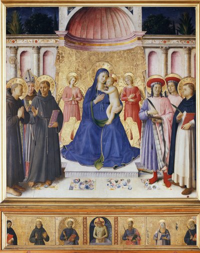 Maagd en kind met zes heiligen door Fra  Angelico