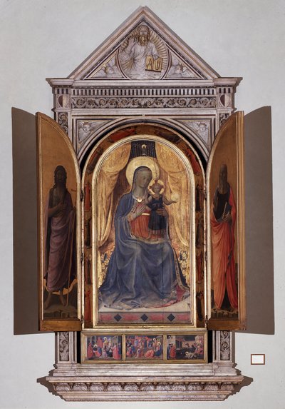 Maagd met kind. Open Tabernakel van de Linaioli door Fra  Angelico