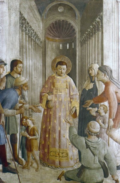 St. Laurentius die aalmoezen geeft (fresco) door Fra (c.1400 55) Angelico