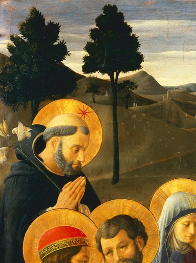 Detail van St. Dominicus van de Kruisiging door Fra Angelico