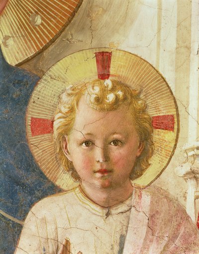 Detail van het Christuskind van de Madonna delle Ombre (fresco) door Fra Angelico