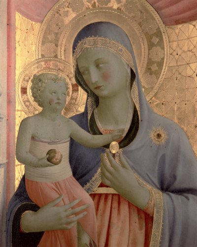 Detail van de Maagd en het Kind van het Annalena Altaarstuk door Fra Angelico