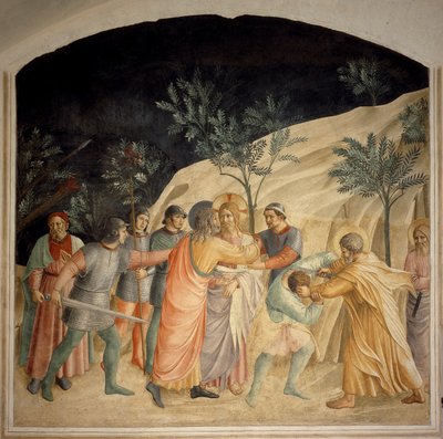 De kus van Judas - fresco door Guido di Pietro door Fra Angelico
