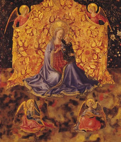Madonna van Nederigheid met Christuskind en engelen door Fra Angelico