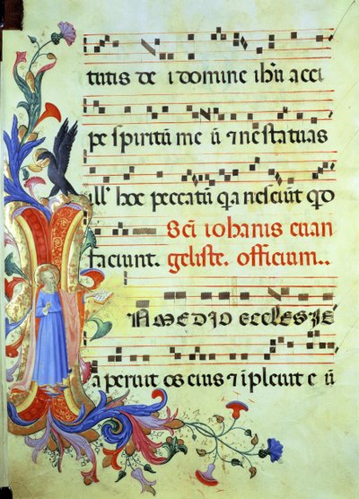 Ms 558 f.13v Geïllustreerde initiaal 