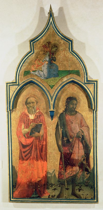 SS. Jerome en Johannes de Doper, zijpaneel van De Madonna en Kind met de Heilige Drie-eenheid Tabernakel, c.1430 door Fra Angelico