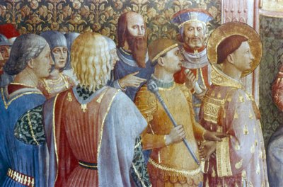 St. Laurentius voor het tribunaal van Decius (detail), midden 15e eeuw door Fra Angelico
