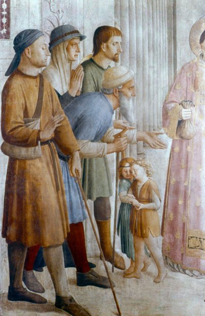 St. Laurentius geeft aalmoezen aan de armen (detail), midden 15e eeuw door Fra Angelico