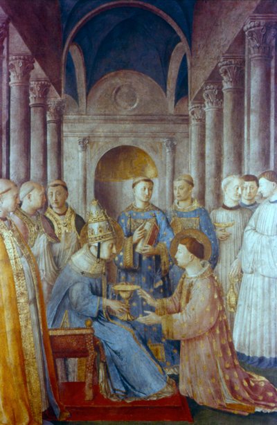 St. Sixtus II en zijn diaken St. Laurentius, midden 15e eeuw door Fra Angelico