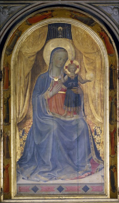 Het Linaiuoli Drieluik, de Maagd en Kind op de Troon (detail) door Fra Angelico