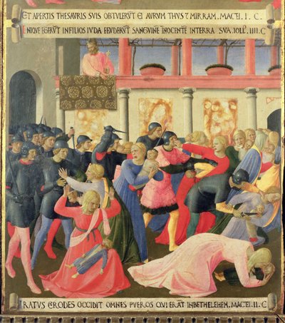 De kindermoord, detail van paneel één van de zilveren schatkamer van Santissima Annunziata, ca. 1450-53 door Fra Angelico