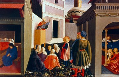 De roeping van St. Nicolaas, 1437 door Fra Angelico