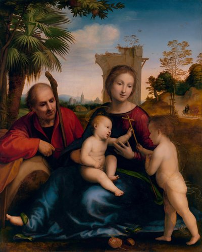De rust tijdens de vlucht naar Egypte met Sint Johannes de Doper door Fra Bartolommeo