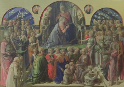 Kroning van de Maagd met heiligen en engelen, 1441-47 door Fra Filippo Lippi