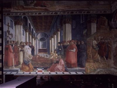 De Viering van de Relieken van St. Stefanus (toont een deel van de Martelaarschap van St. Stefanus), 1452-66 door Fra Filippo Lippi