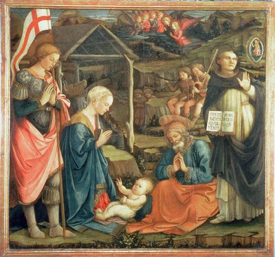 De Geboorte met SS. Michael en Dominic, 1470 door Fra Filippo Lippi