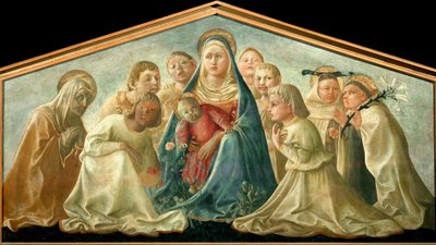 De Maagd van de Nederigheid omringd door heiligen en engelen door Fra Filippo Lippi