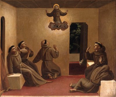 Verschijning van Sint Franciscus in Arles Scènes uit het leven van Sint Franciscus van Assisi, ca. 1429 door Fra Giovanni Angelico da Fiesole