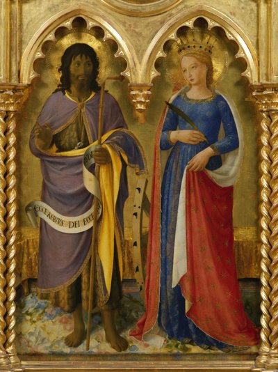 Sint Johannes de Doper en Sint Catharina van Alexandrië van het Perugia Altaarstuk, ca. 1437 door Fra Giovanni Angelico da Fiesole