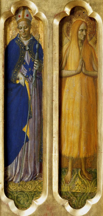 Heiligen Louis van Toulouse en Maria van Egypte van het Perugia Altaarstuk door Fra Giovanni Angelico da Fiesole