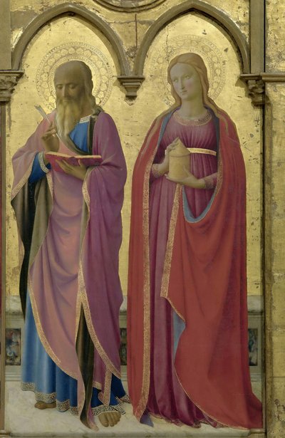 Heiligen Mattheüs en Maria Magdalena. Cortona Polyptych, ca. 1437 door Fra Giovanni Angelico da Fiesole
