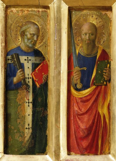 De apostelen Petrus en Paulus van het Perugia altaarstuk door Fra Giovanni Angelico da Fiesole