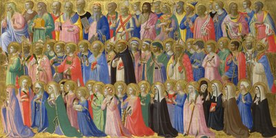 De Voorlopers van Christus met Heiligen en Martelaren Paneel van Fiesole San Domenico Altaarstuk, c. 1423-1424 door Fra Giovanni Angelico da Fiesole