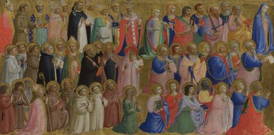 De Maagd Maria met de Apostelen en Andere Heiligen Paneel van het Fiesole San Domenico Altaarstuk, c. 1423-1424 door Fra Giovanni Angelico da Fiesole