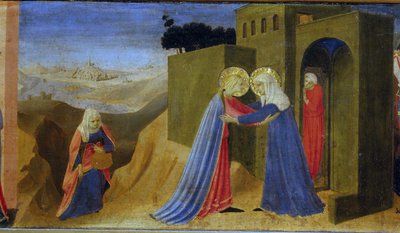 De Visitatie (predella van het altaarstuk De Annunciatie) door Fra Giovanni Angelico da Fiesole