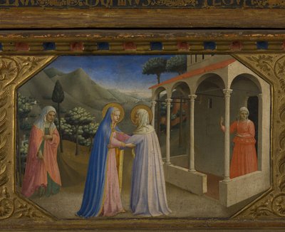 De Visitatie De Annunciatie retabel met 5 predella scènes, 1430-1432 door Fra Giovanni Angelico da Fiesole