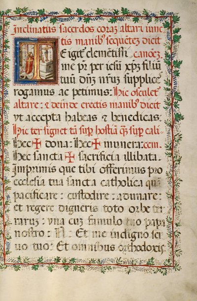 Begin T: Een priester die de mis celebreert door Fra Vincentius a Fundis
