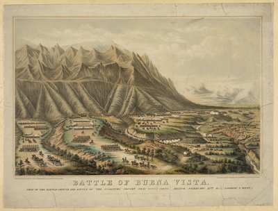 Voorbereidingen voor de Slag bij Buena Vista, ook bekend als de Slag bij Angostura, tussen generaal Zachary Taylor en generaal Antonio Lopez de Santa Anna