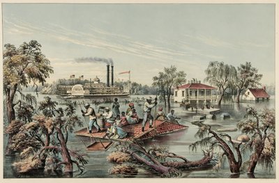 Hoog Water in de Mississippi, pub. 1868 door Frances Flora Bond Palmer