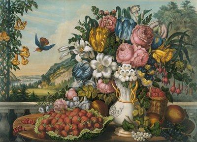 Landschap - Fruit en Bloemen door Frances Flora Bond Palmer