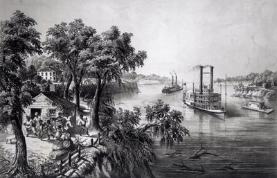 Laag Water in de Mississippi, uitgegeven door Currier en Ives, 1867 door Frances Flora Bond Palmer