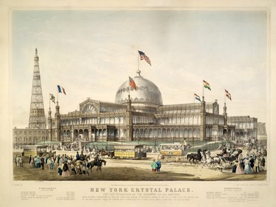 New York Crystal Palace, uitgegeven 1853 door Currier & Ives door Frances Flora Bond Palmer