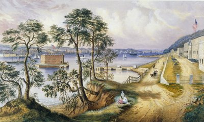 Staten Island en de Narrows vanaf Fort Hamilton, N.Y., c.1861 door Frances Flora Bond Palmer