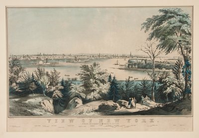 Uitzicht op New York vanaf Weehawken-North River door Frances Flora Bond Palmer