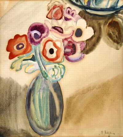 Kruik met bloemen door Frances Hodgkins